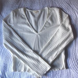 ribbed cream vneck